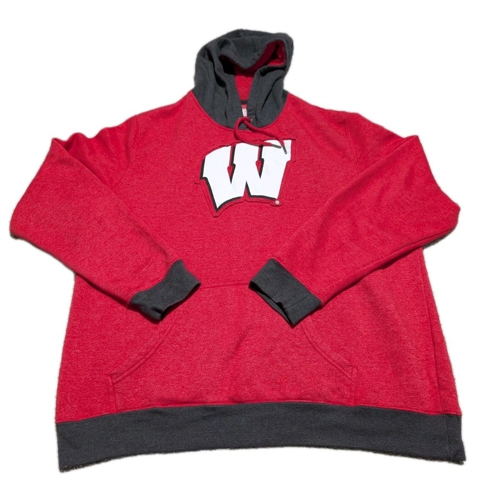 Wisconsin Badgers Boxseat Thick Hoodie Size 2XL Red/White BIG W